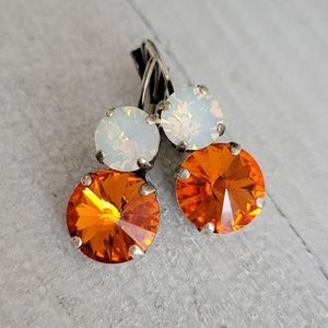 Austrian Crystal Earrings in Antique Silver